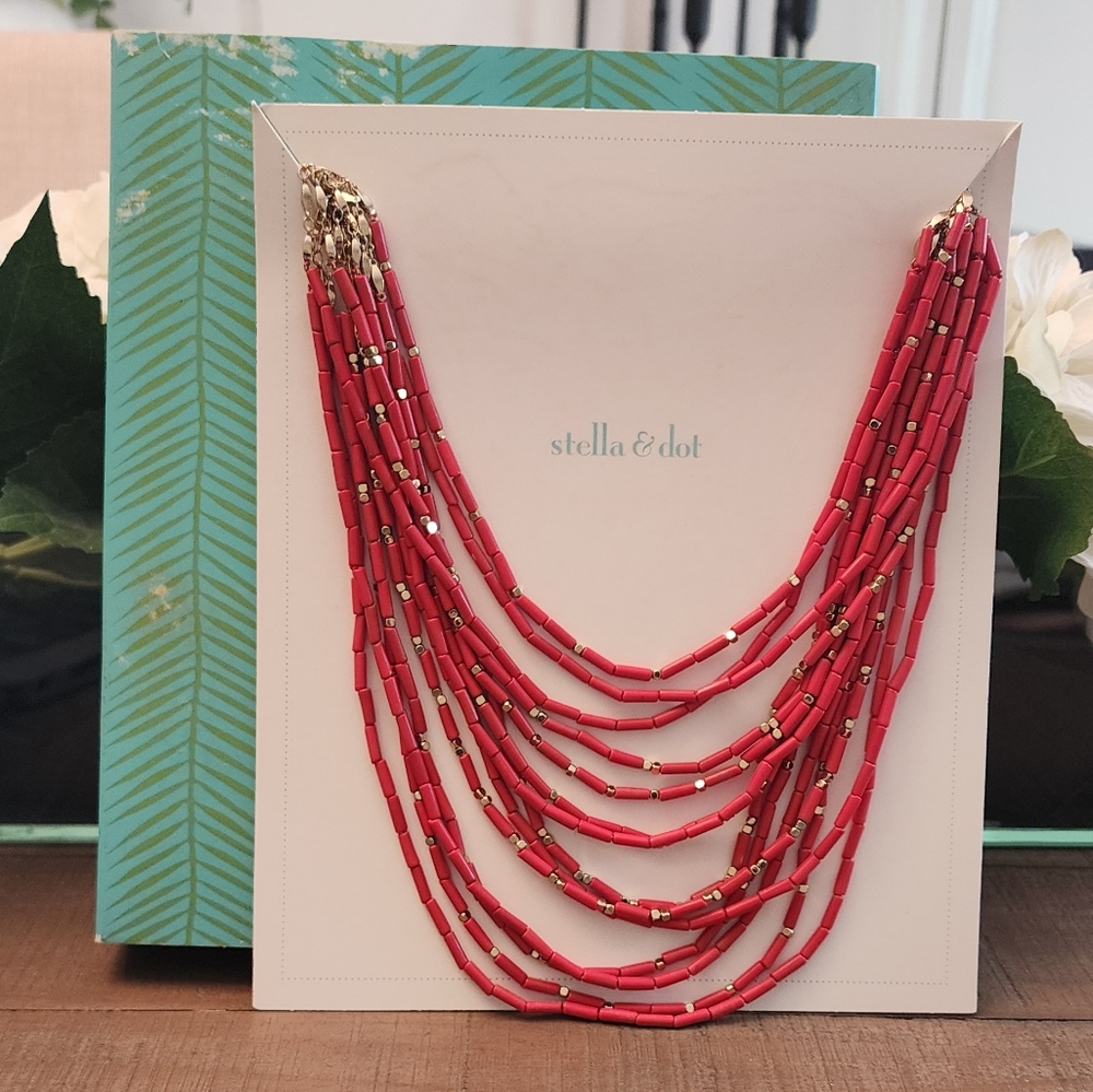 Stella & Dot Red Campari Necklace